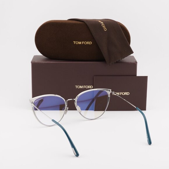 Tom Ford FT5840-B 087 Cat Eye Eyeglasses 56mm - Turquoise/Blue Light Block - Picture 9 of 10